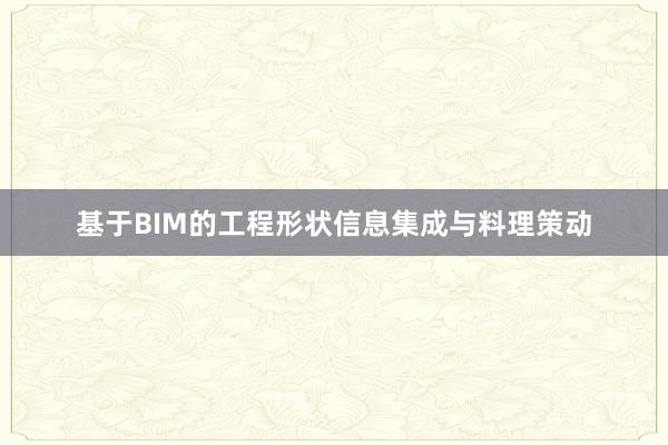 基于BIM的工程形状信息集成与料理策动